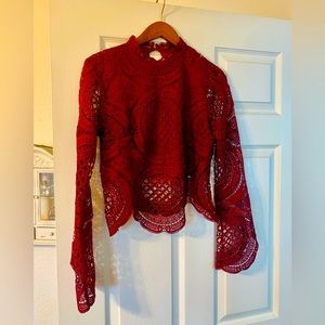 Beautiful boutique crochet top! Burgundy in tone! Great for the holidays!